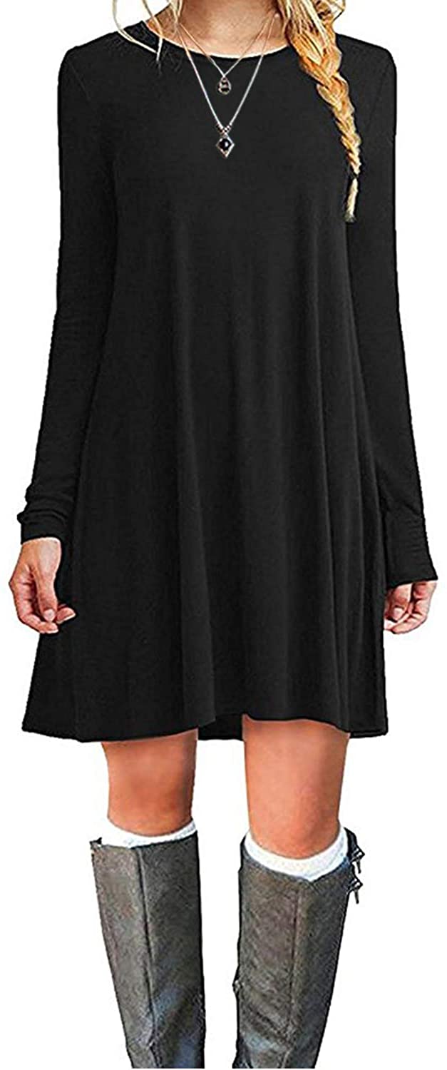 MOLERANI Women's Casual Plain Simple Long Sleeve T-Shirt Loose Dress | eBay