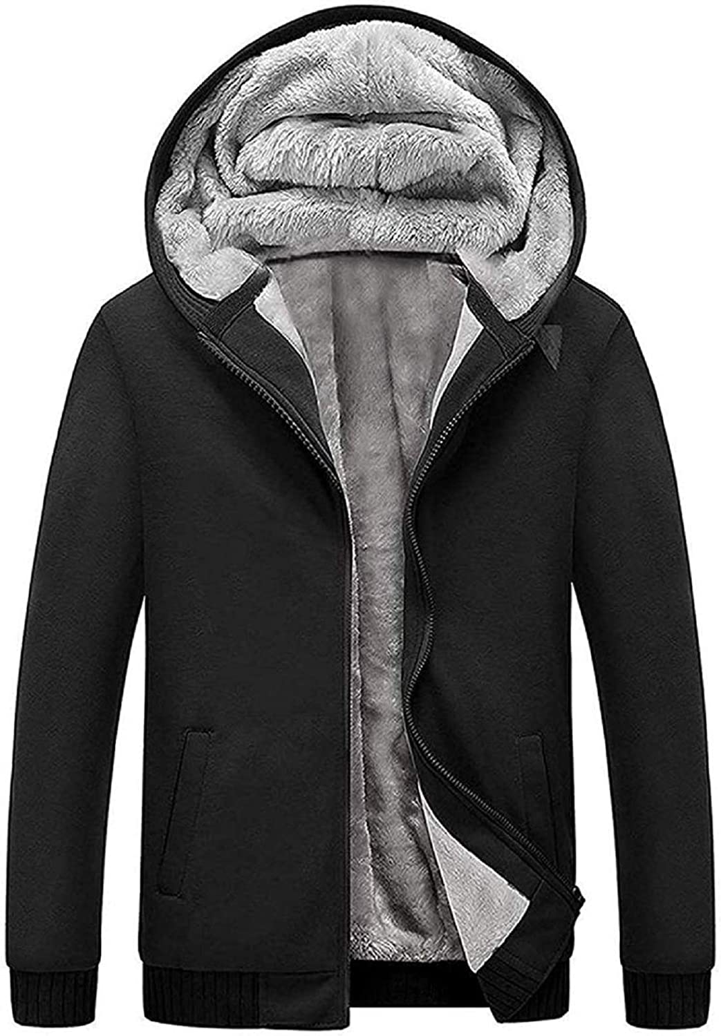 Full Zip Up Thick Sherpa Lined GEEK LIGHTING Hoodies for Men Heavyweight Fleece Sweatshirt 