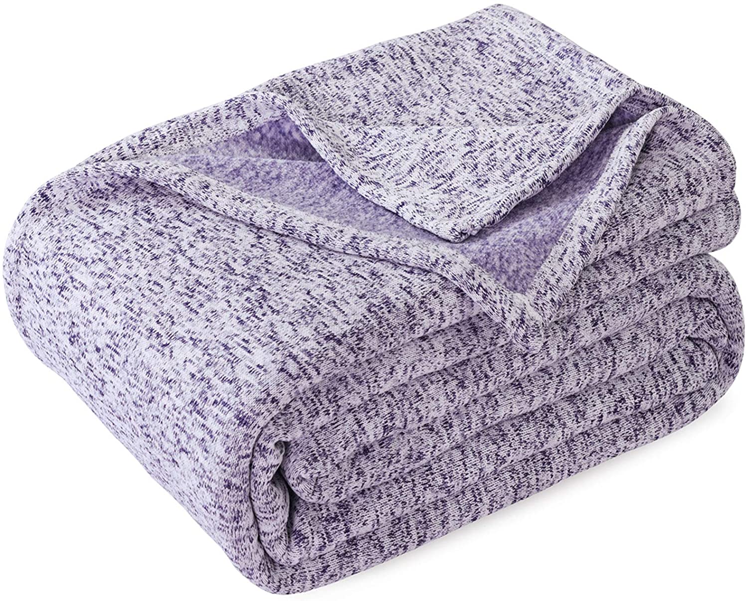 KAWAHOME Knit Blanket Lightweight Breathable Fuzzy Heather Jersey