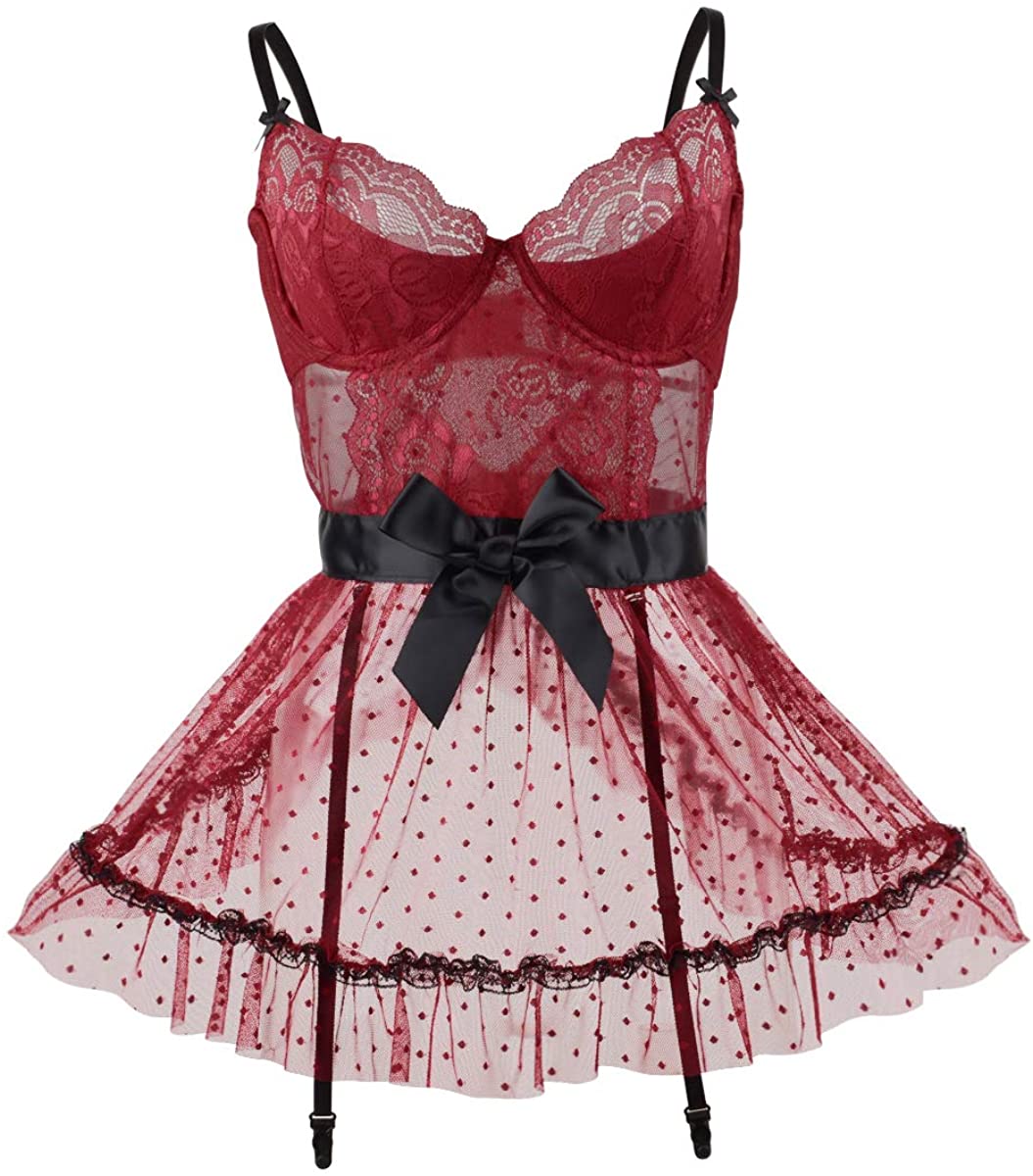 LINGERLOVE Women Plus Size Sexy Lingerie Chemise Floral Lace Babydoll See  Through Nightgown S-4XL : : Clothing, Shoes & Accessories