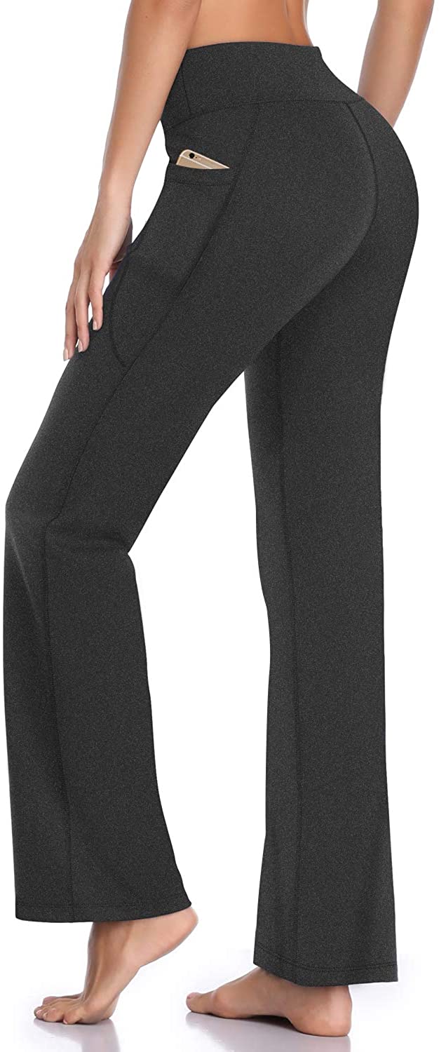 HISKYWIN Inner Pocket Yoga Pants 4 Way Stretch Tummy Control Workout  Running Pan