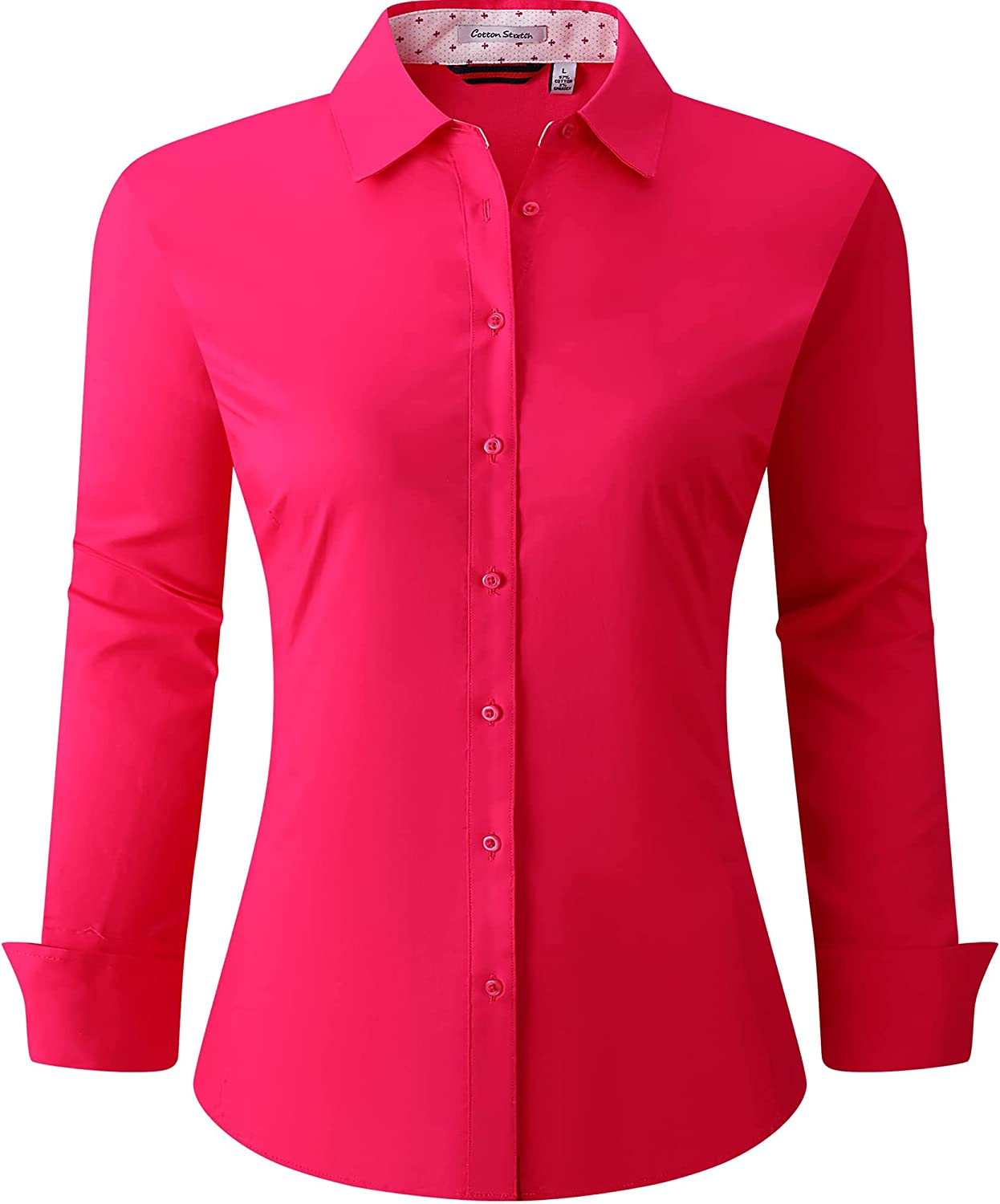 Esabel.C Womens Button Down Shirts Long Sleeve Regular Fit Cotton Stretch  Work Blouse : : Clothing, Shoes & Accessories