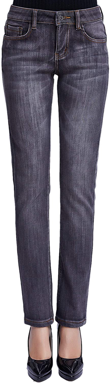 Camii Mia-Fleece-Lined-Jeans-Women-Winter Jeans Warm Pants Thermal