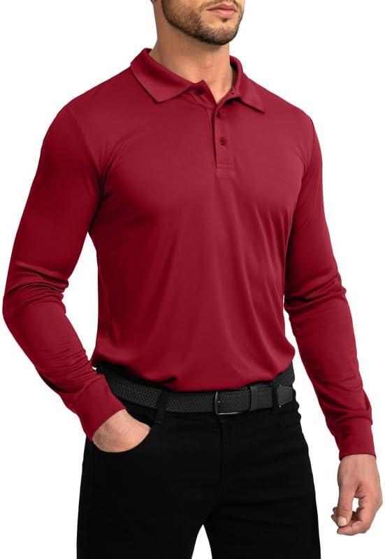  Men's Polo Shirt Long Sleeve Golf Shirts Lightweight