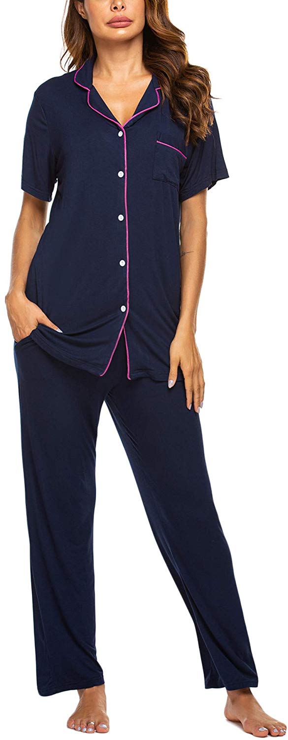 Avidlove Pajamas Set Short Sleeve Soft Sleepwear Pjs Women Button Down ...