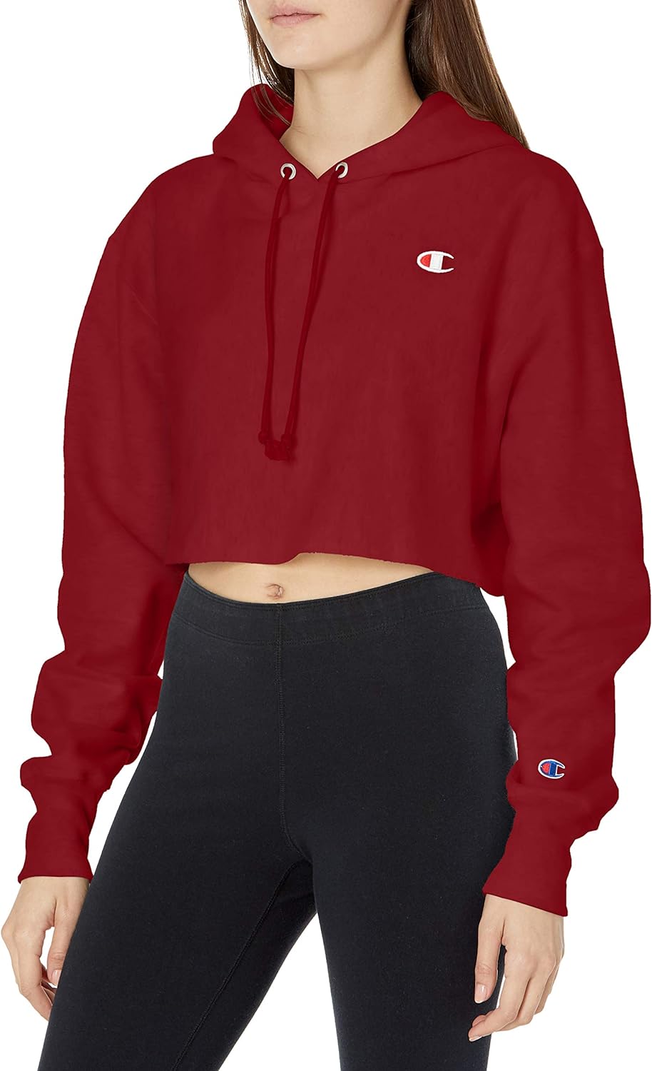 Red cropped 2024 champion hoodie