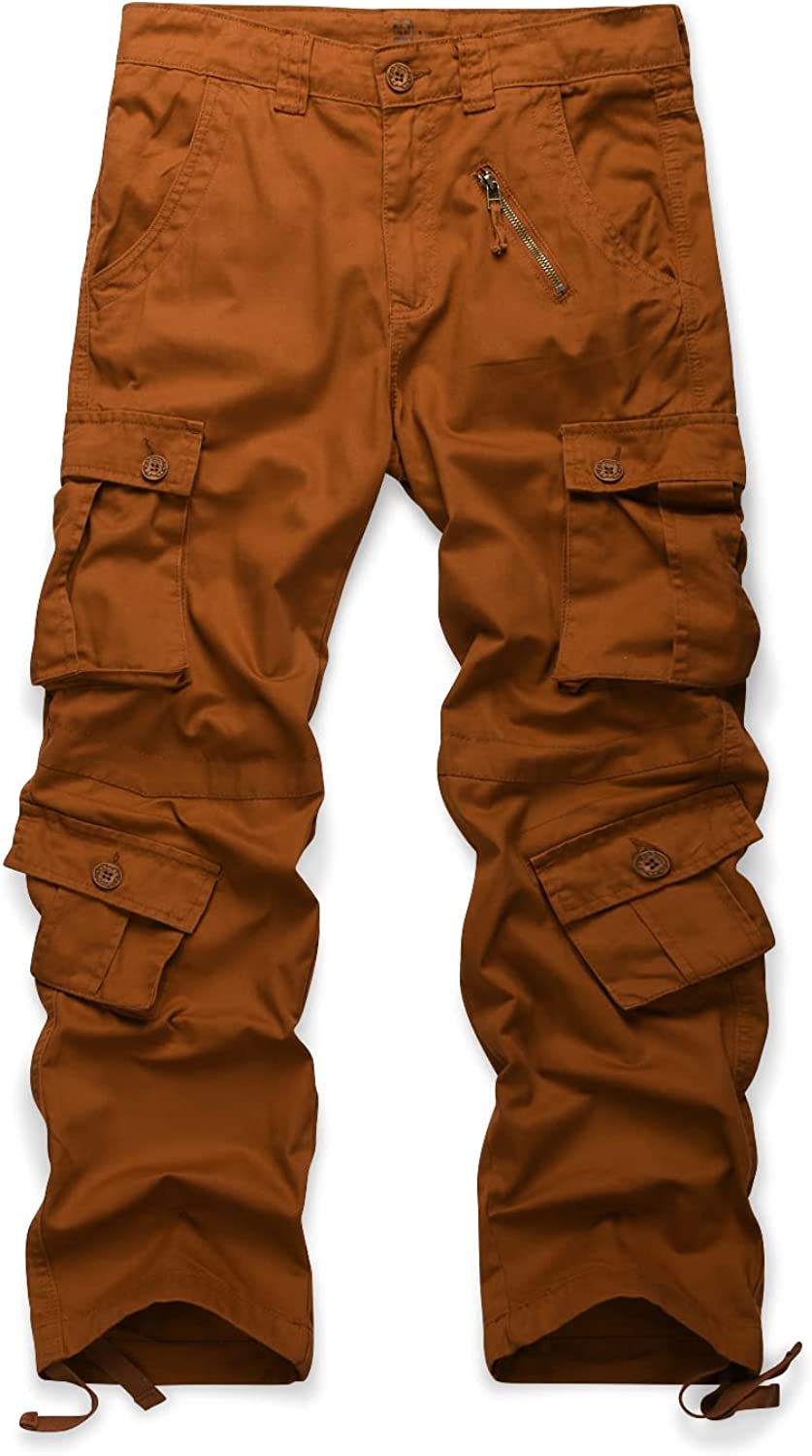 OCHENTA Men's Casual Military Cargo Pants Baggy Camo Work Trousers with 8  Pocket