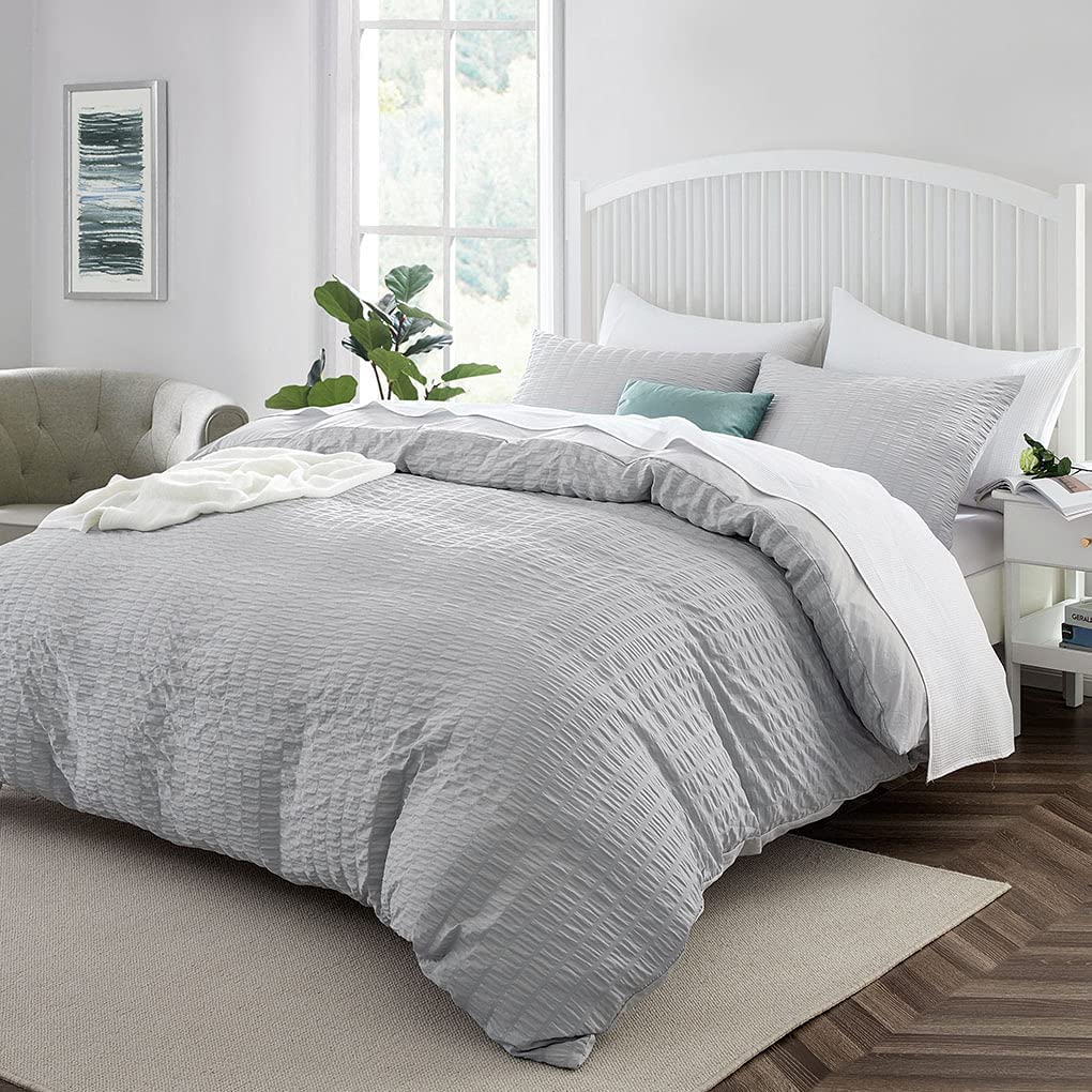 gray textured duvet cover