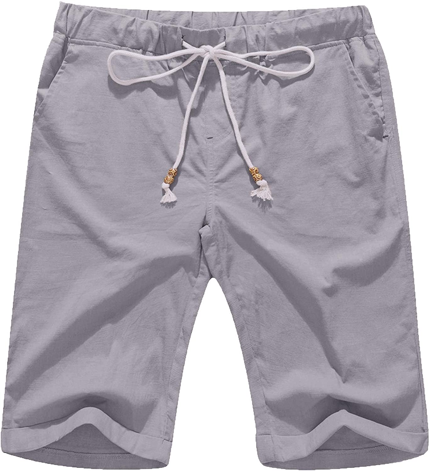 Boisouey Men's Linen Casual Classic Fit Short Summer Beach Shorts