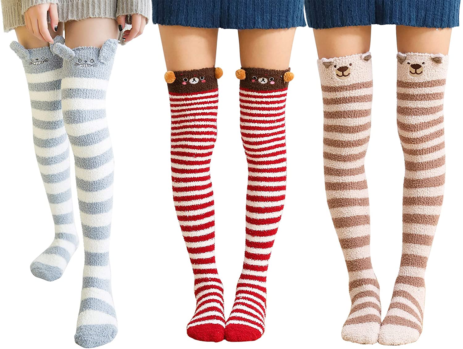 Lineman Retro American Flag Womens Knee High Socks Winter Warm Boot Socks Tube Stockings 