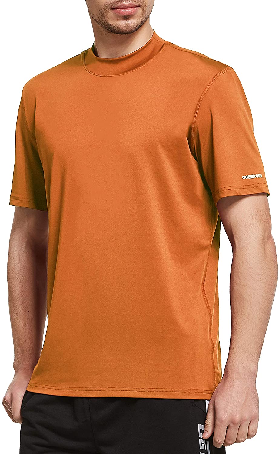 Download Ogeenier Men's Short Sleeve Athletic T-Shirt Mock Neck ...