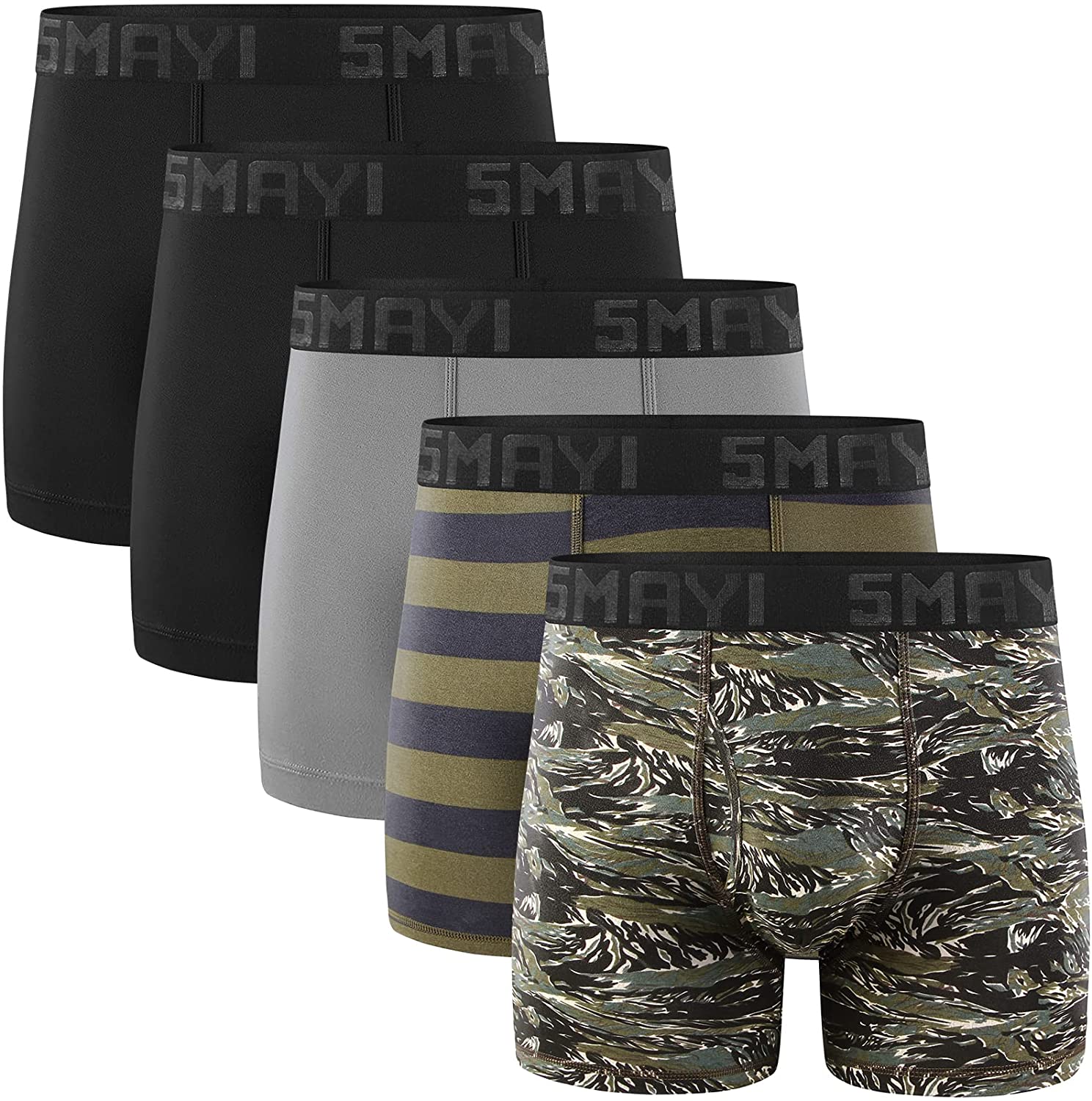 5Mayi Men's Underwear Boxer Briefs Cotton Regular Long Mens Boxer Briefs  Underwear Men Pack SML XL XXL