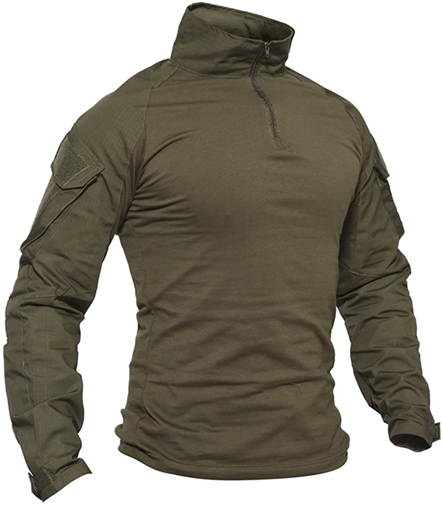 TACVASEN Mens Military Rapid Assault Slim Fit Pullover Long Sleeve 1/4 Zip T-Shirt 