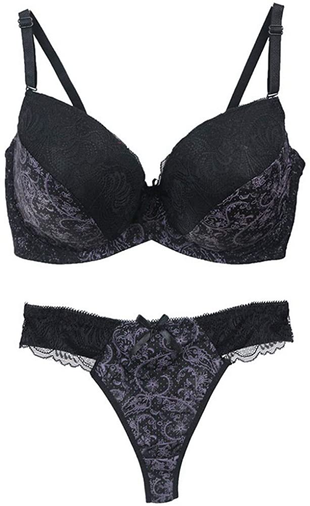 Swbreety Push Up Bra and Panty Set Sexy Lingerie Set Lace Bra & Matching  Panty for Women Black at  Women's Clothing store