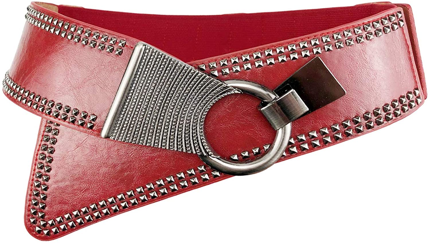 Tgirls Women Elastic Belt Wide Waist Belt Stretch Skinny Belt Cinch O-rings  Buckle Belts Vintage Waistband for Dresses at  Women’s Clothing