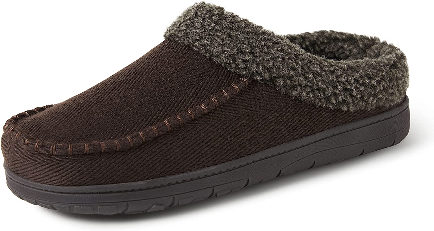 dearfoams men's microfiber suede clog with whipstitch slipper