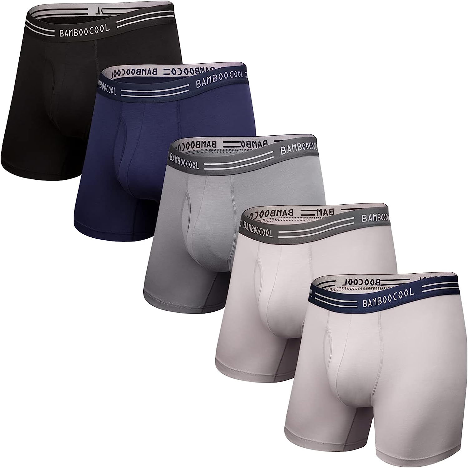 BAMBOO COOL Men's Underwear Boxer Briefs 5 Pack Bamboo Viscose Underwear  Soft Br