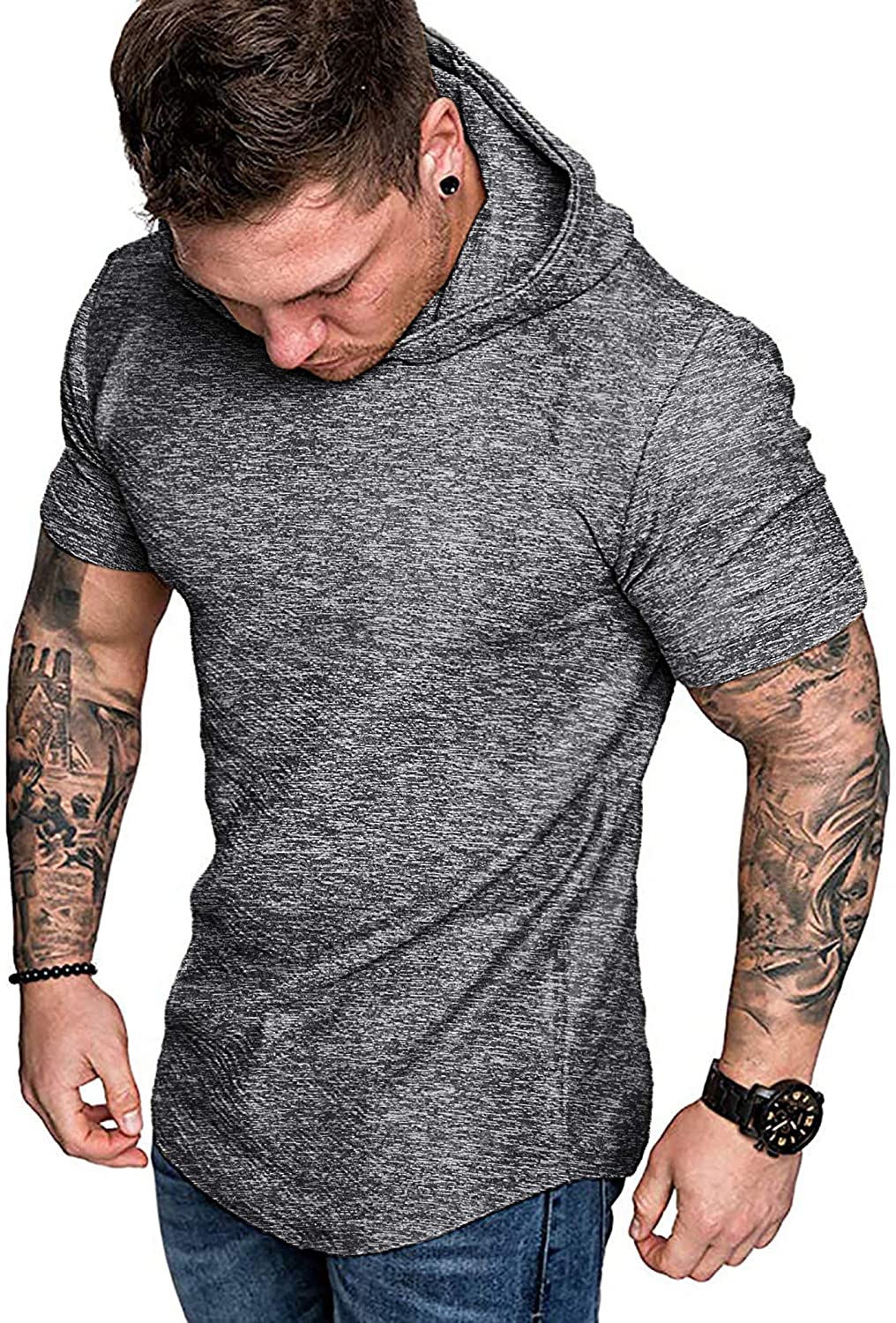 COOFANDY Mens Gym Workout Hoodies Athletic Bodybuilding Muscle Lightweight Hooded Sweatshirts 