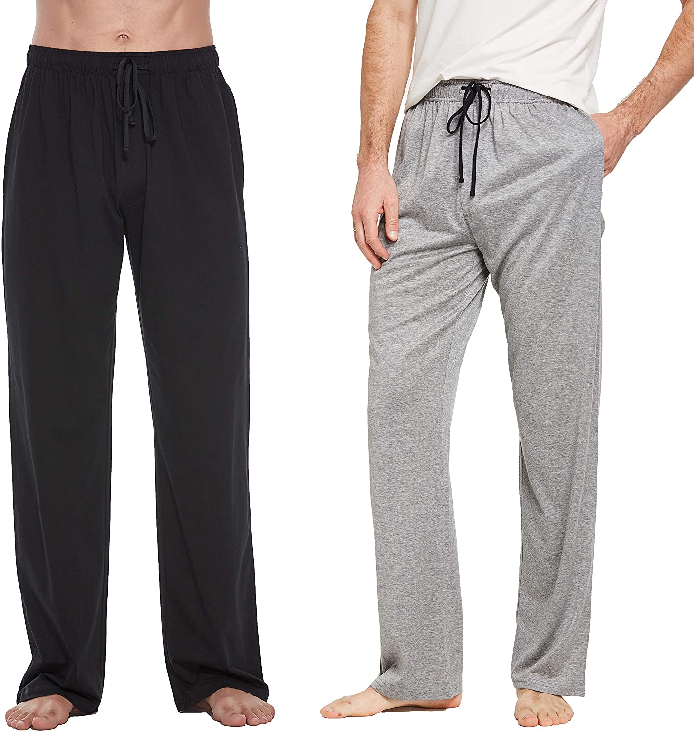 CYZ Men's 100% Cotton Jersey Knit Pajama Pants/Lounge Pants, Grey