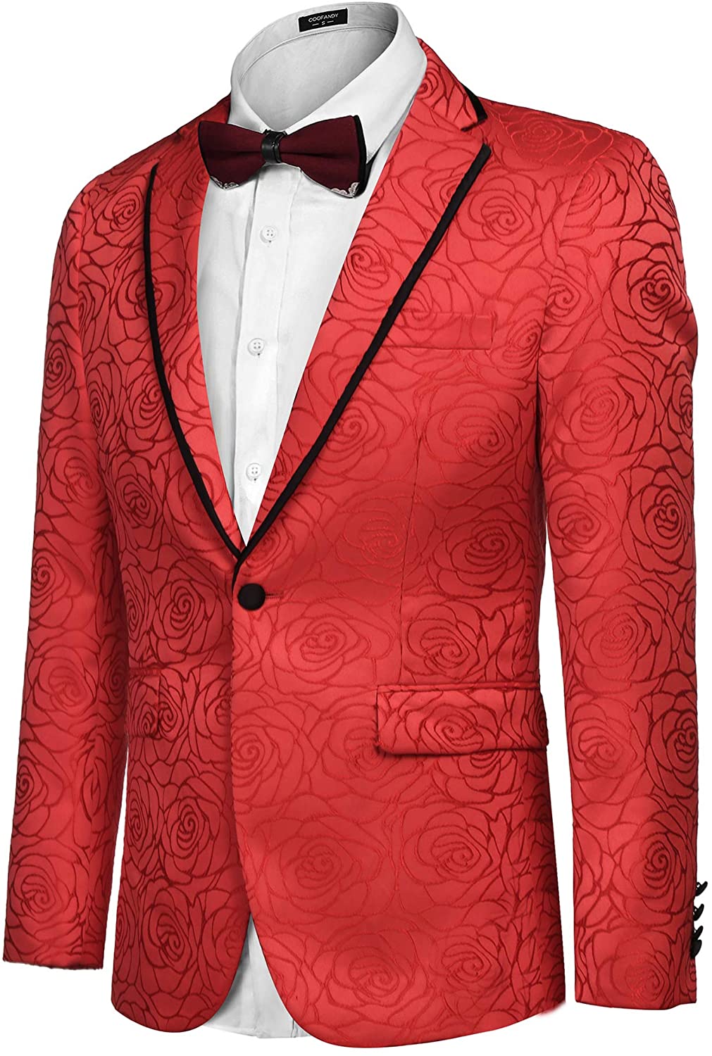 Coofandy Mens Rose Floral Suit Jacket Blazer Weddings Prom Party Dinner Tuxedo Ebay 