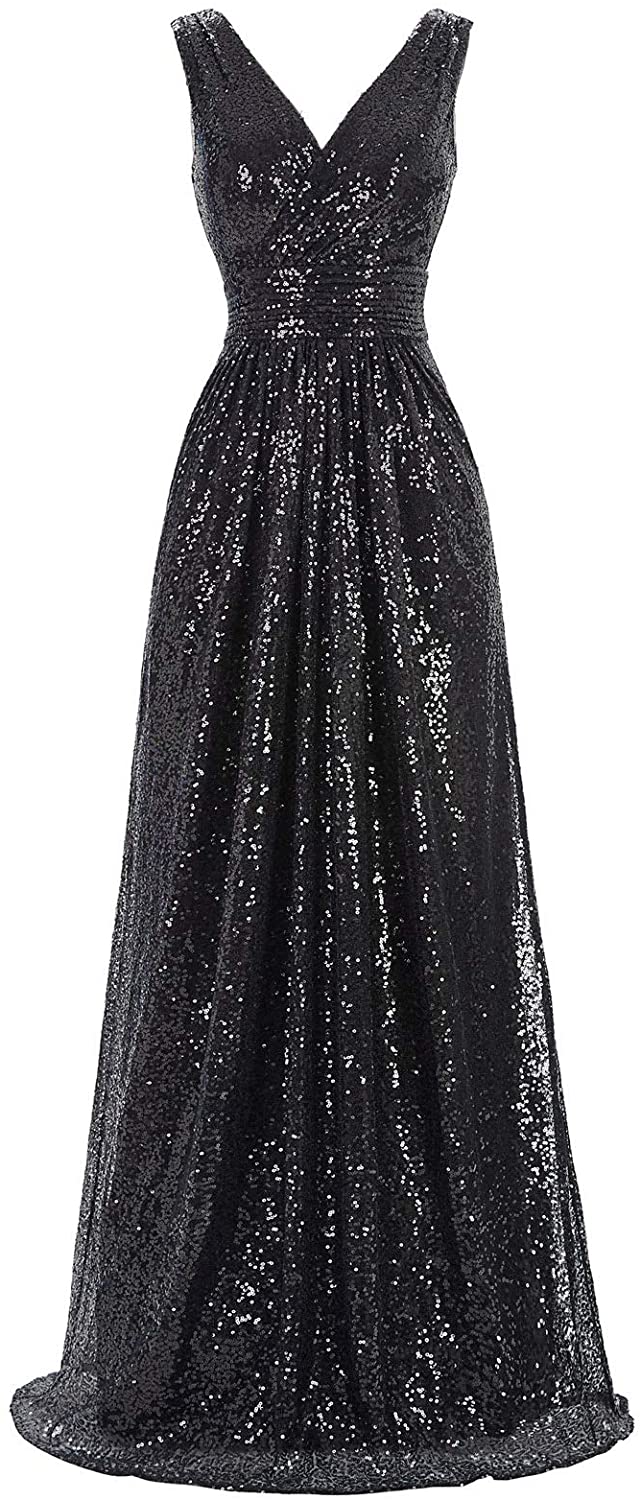 Kate Kasin Women Sequin Bridesmaid Dress Sleeveless Maxi Prom Dresses | eBay