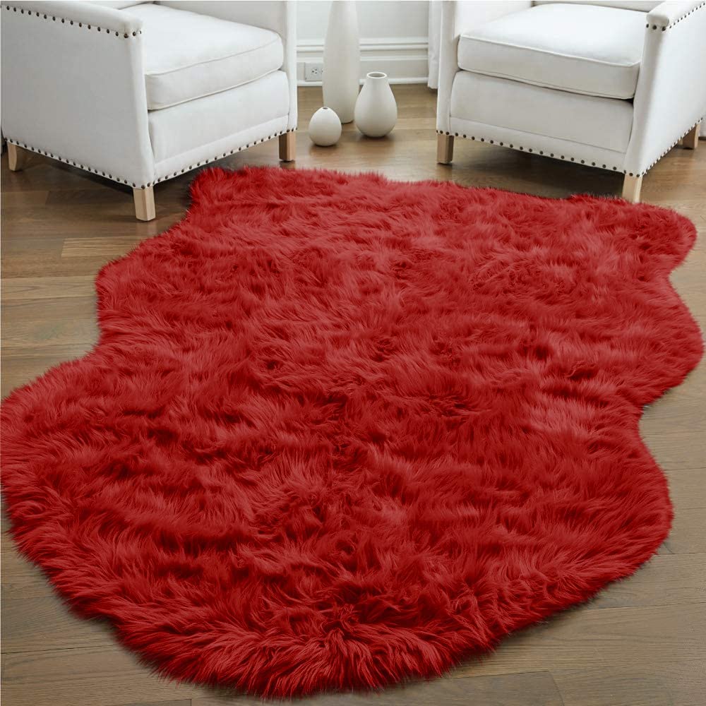 Gorilla Grip Fluffy Faux Fur Rug, Machine Washable Soft Furry Area