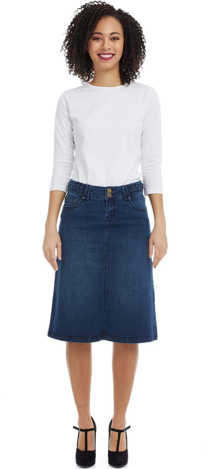 a line jean skirt