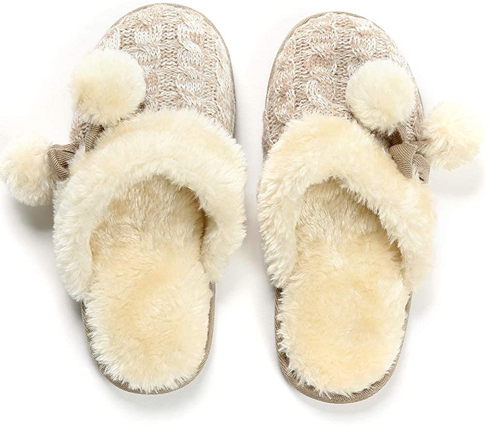 MaaMgic Womens Fuzzy Slippers Non-Skid Animal Slippers with Memory Foam ...