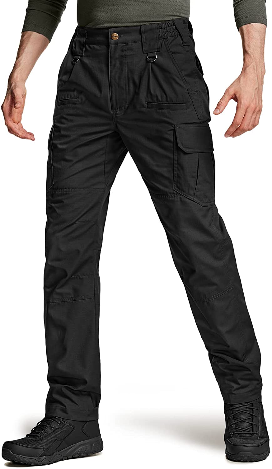 Water Resistant Ripstop Cargo Pants CQR Men's Flex Stretch Tactical Pants Lightweight EDC Outdoor Hiking Work Pants 