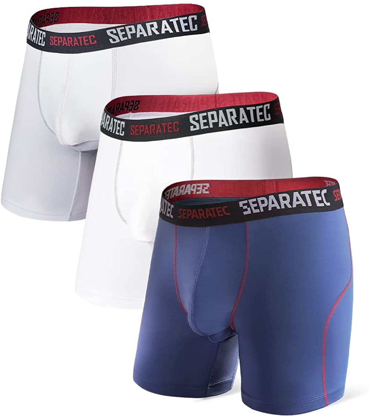 Separatec Men's 3 Pack Sports Performance Dual Pouch Boxer Briefs Underwear  : : Clothing, Shoes & Accessories