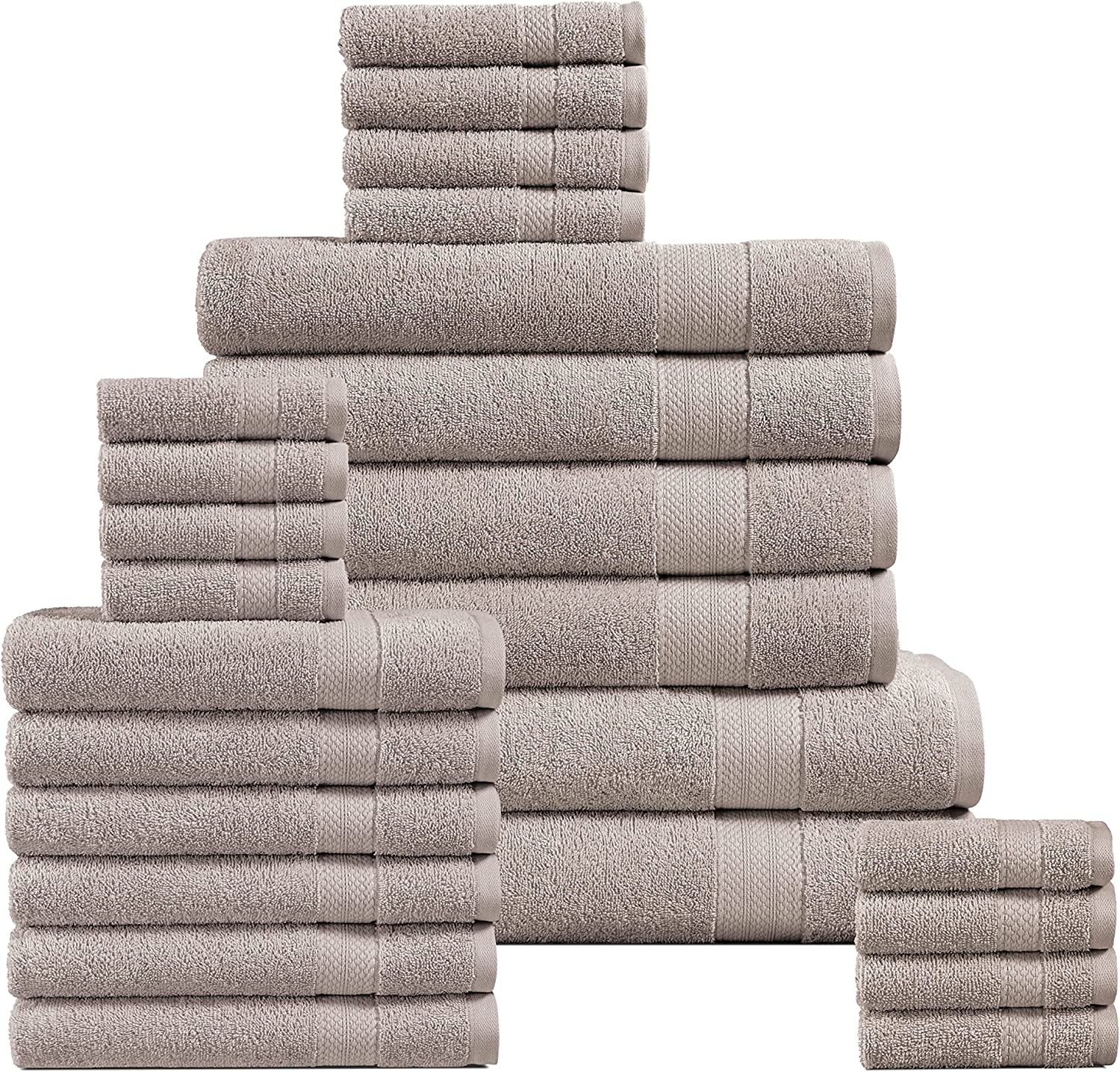 Lane Linen 10-Piece 100% Cotton Bath Towels for Bathroom Set - Grey 