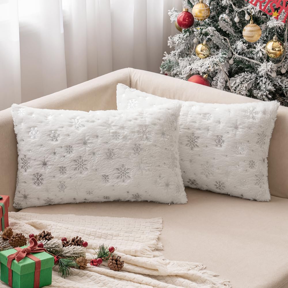 MIULEE Pack of 2 Decorative Throw Pillow Covers Plush Faux Fur