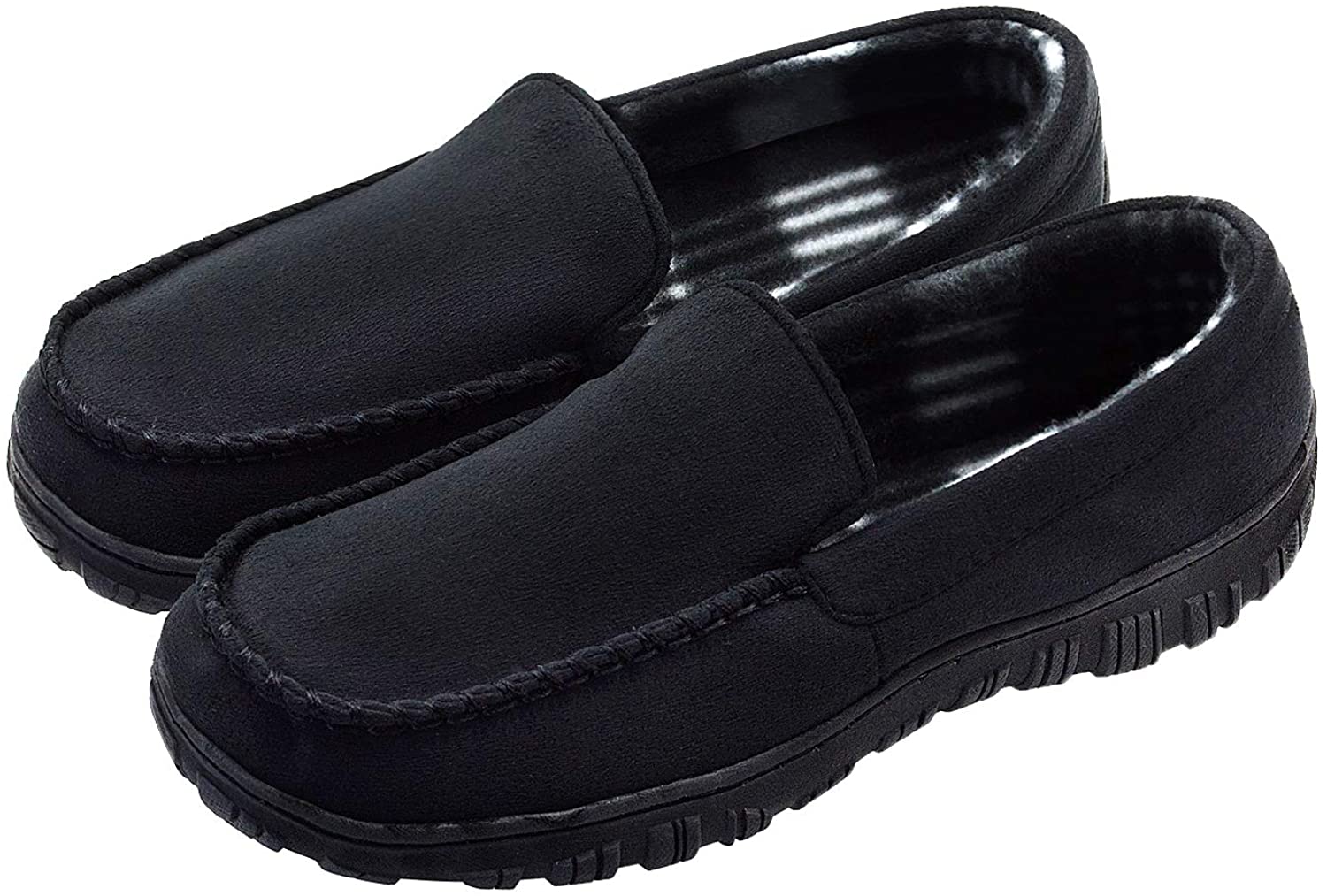 LseLom Mens-Slippers-Moccasin-Microsuede-Slip-on-Indoor-Outdoor House Slippers Memory Foam House Shoes 