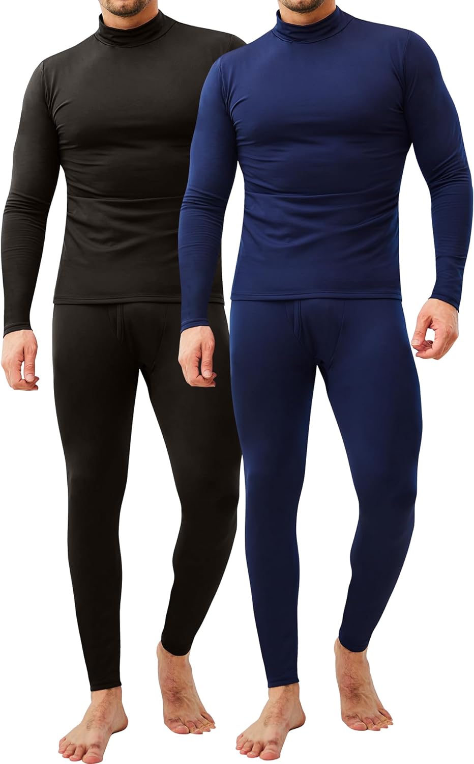 CL convallaria 2 Pack Long Johns Thermal Underwear for Men Soft Fleece  Lined Bas