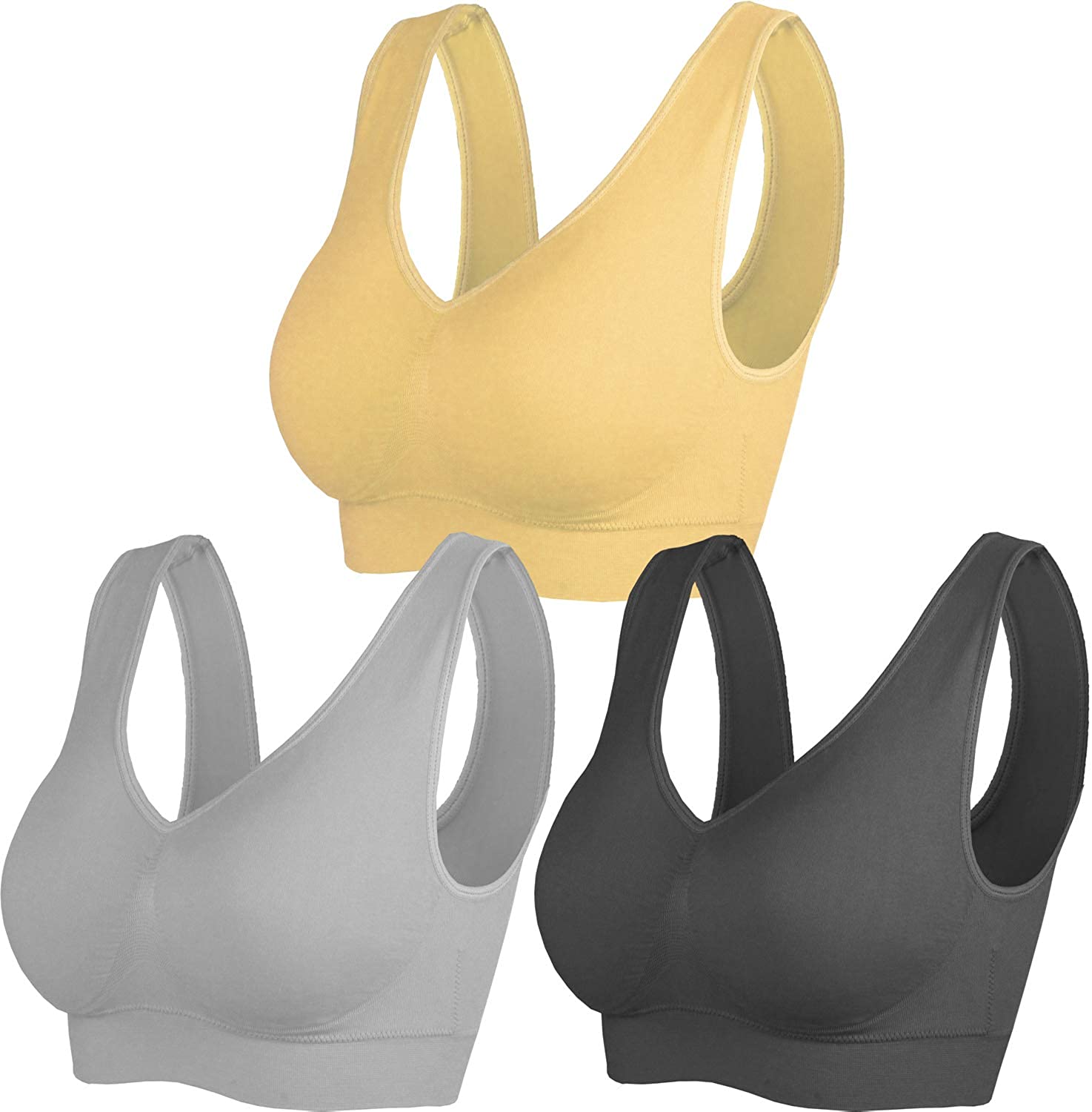 KINYAOYAO 3 Pack Women's Ultimate Comfy Medium Support Seamless