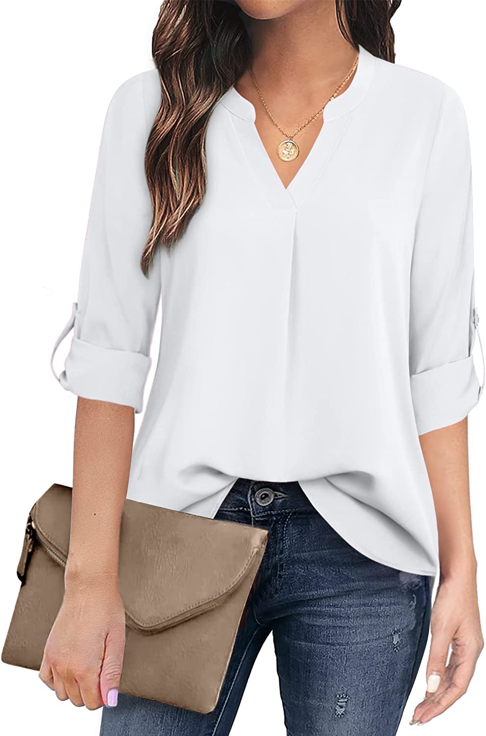 Timeson Blouses for Women,Tunic Tops to Wear with Leggings V Neck