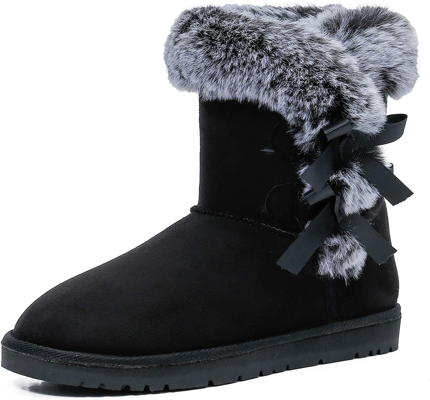 WFL Women's Snow Boots Mid Calf Fur Lining Winter Classic Boots