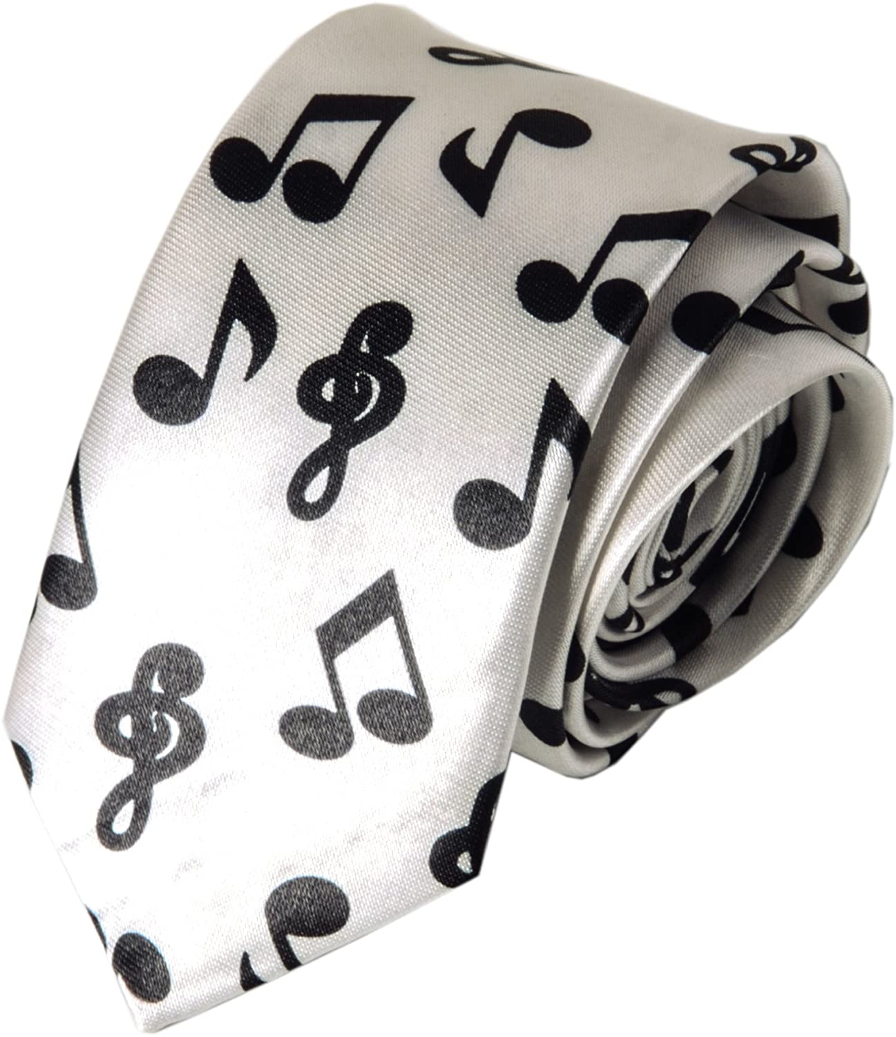 Men Boys Novelty Musical Notes Printed Necktie Super Skinny Fun Theme Thin Ties 