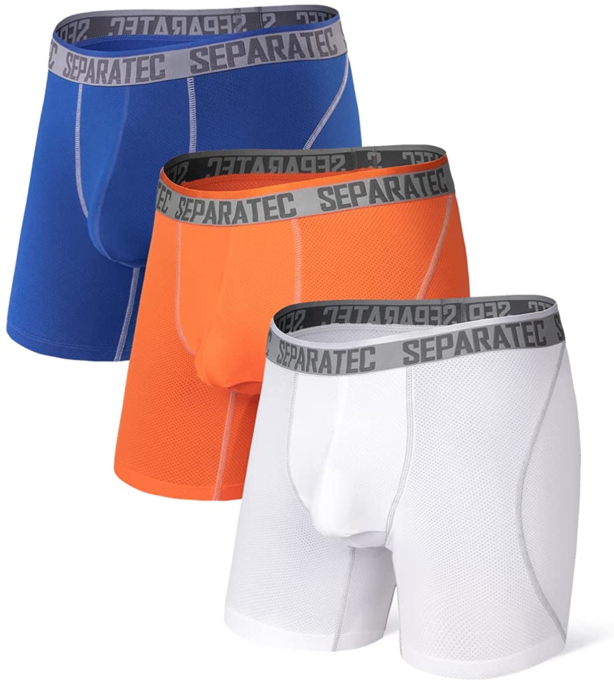Separatec Men's 3 Pack Sport Performance Dual Pouch Boxer Briefs