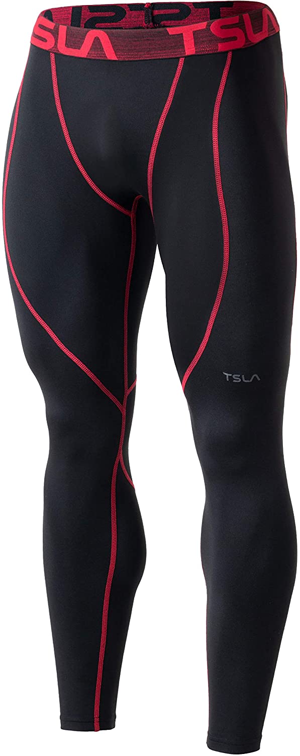 TSLA Tesla YUP43 Thermal Winter Gear Baselayer Compression Pants Black/Red 