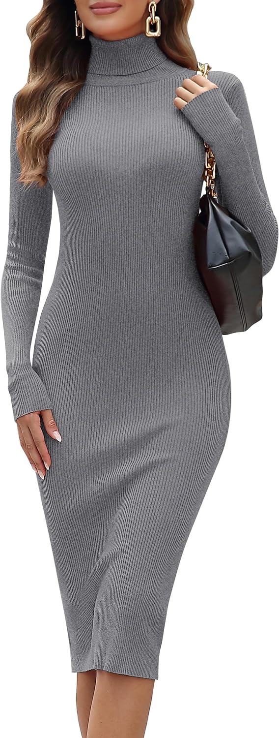 ninovino Women's Turtleneck Ribbed Knit Long Sleeve Slim Fit