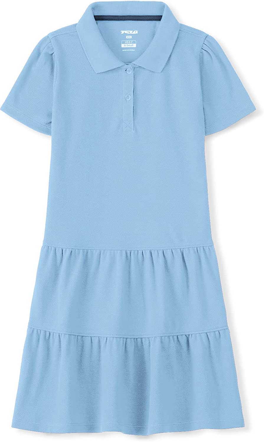Ruffle Pique Polo Dress TSLA Girls Short Sleeve School Uniform Dresses