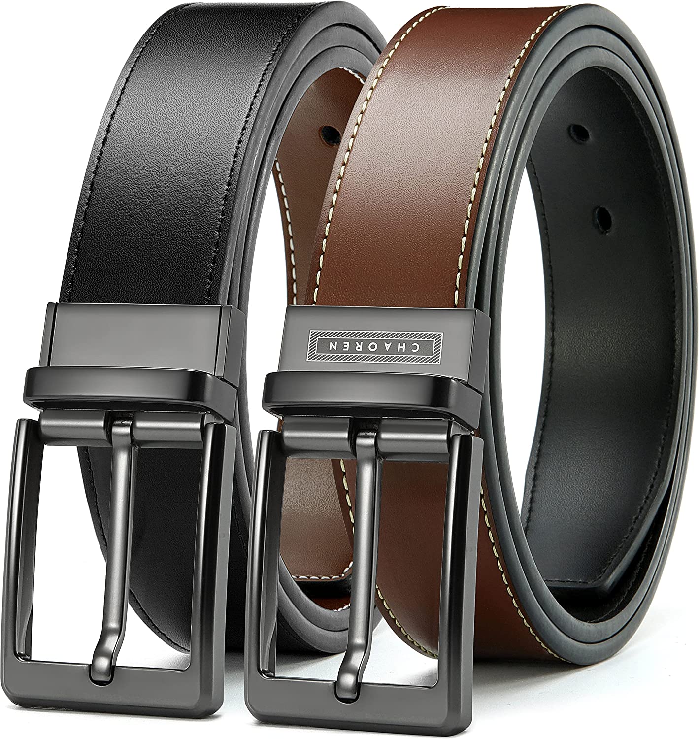 Reversible Belt for Men, CHAOREN Leather Jeans Belt 1 3/8\