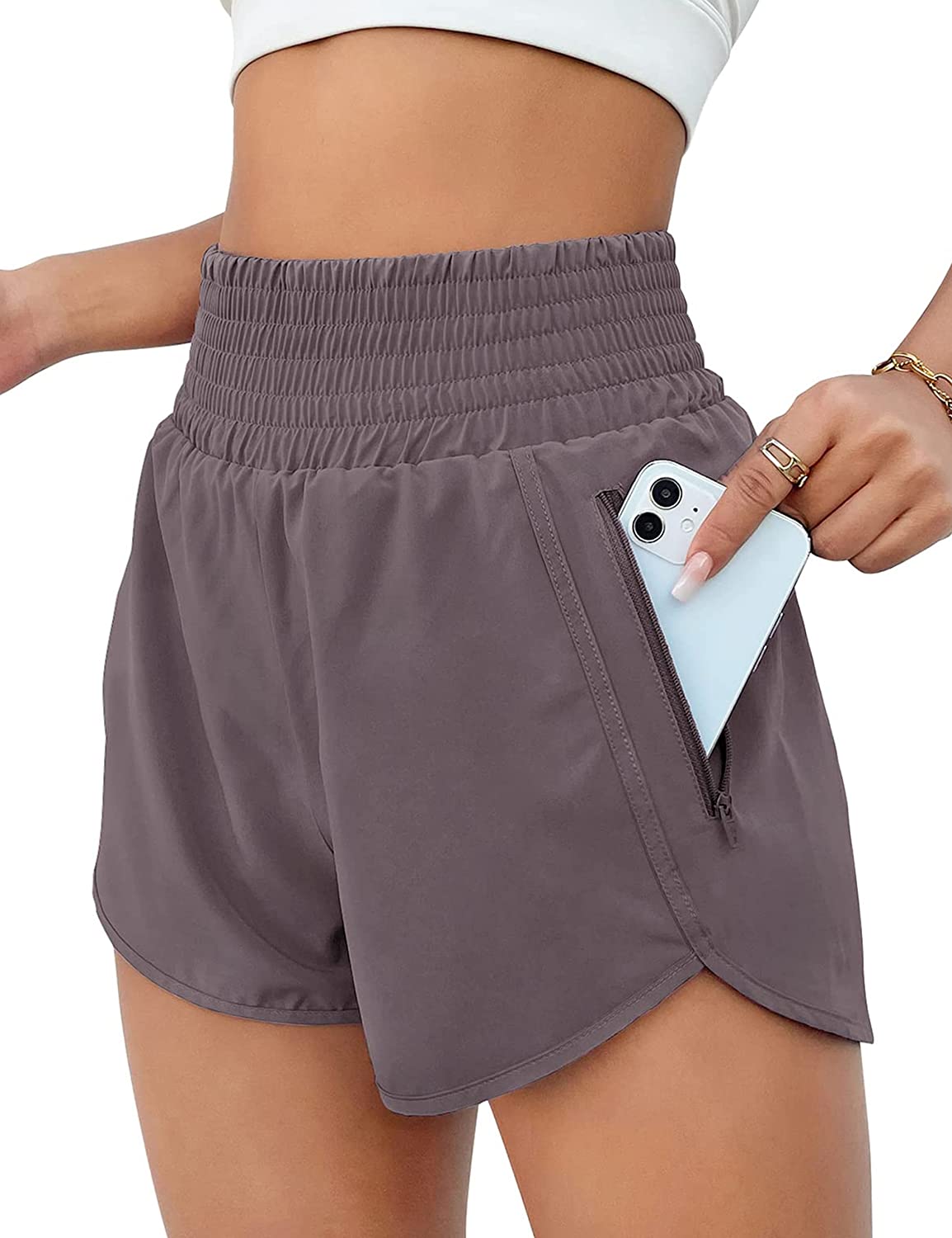 Women 's Summer Athletic Shorts High Waisted Running Shorts Pocket