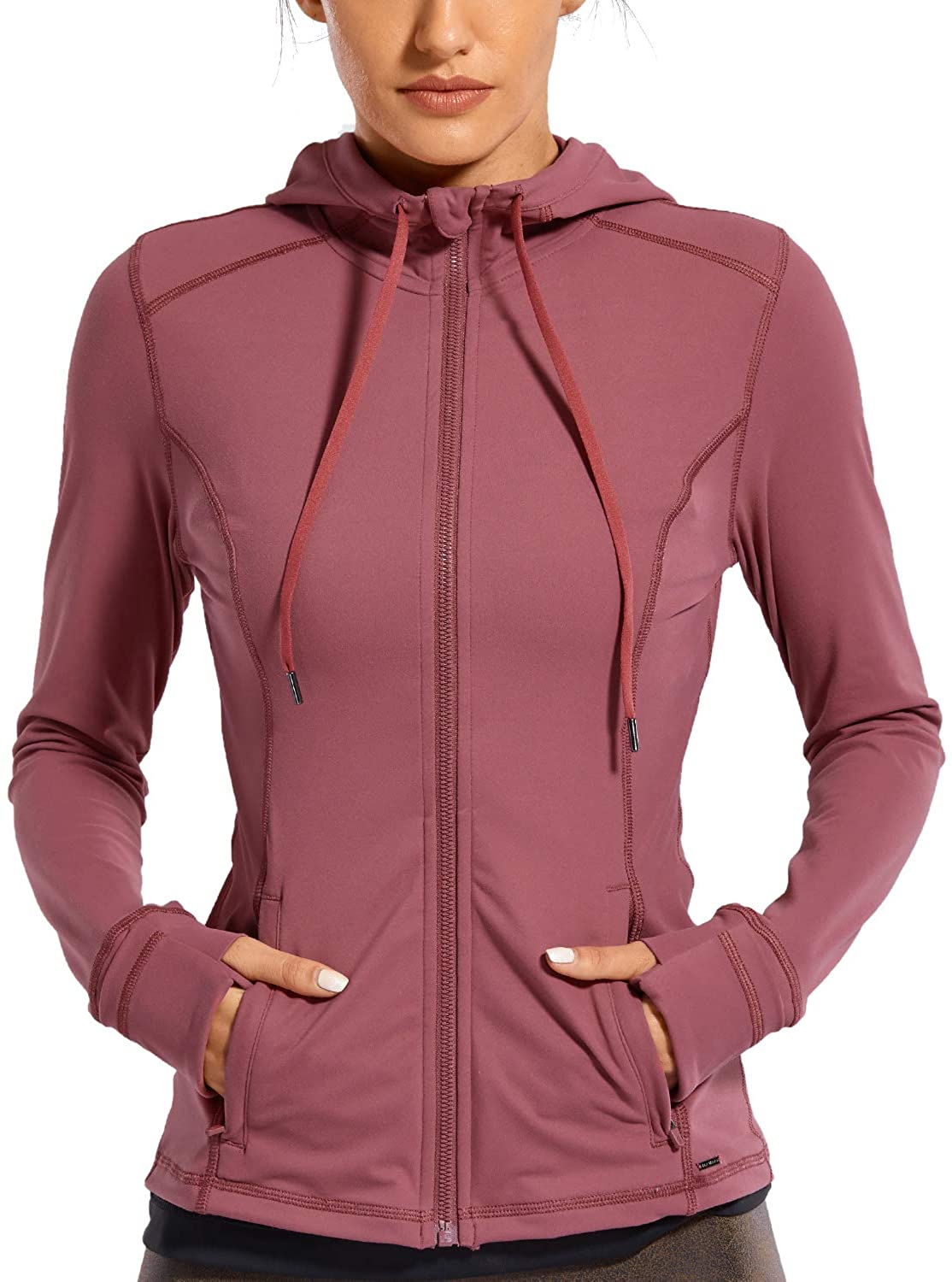 CRZ YOGA Women's Brushed Full Zip Hoodie Jacket Sportswear Hooded Workout  Track
