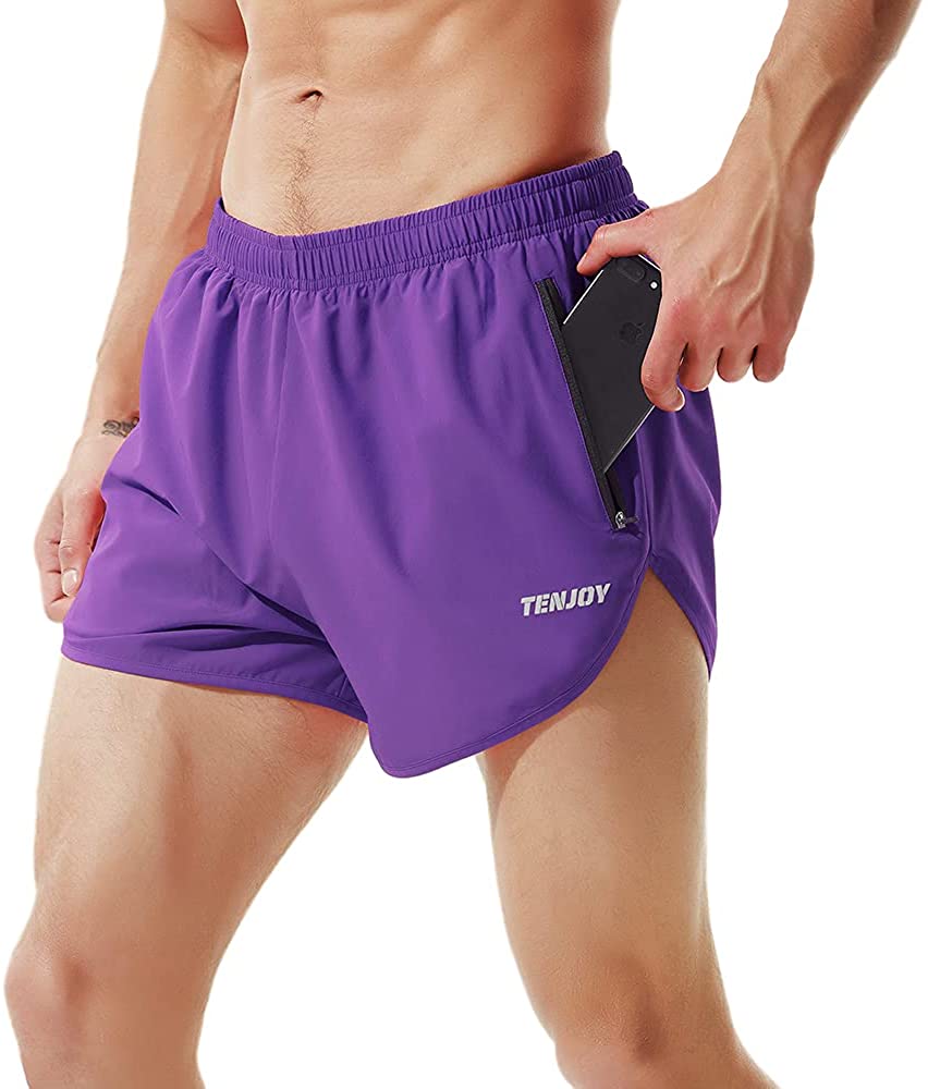 Buy TENJOY Men's Running Shorts Gym Athletic Workout Shorts for