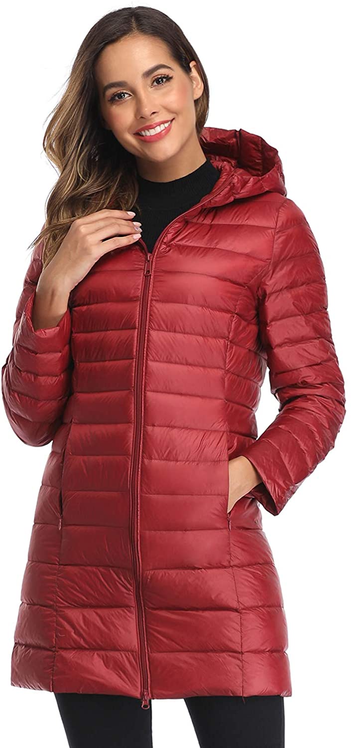 Women&#039;s Winter Packable Down Jacket Plus Size Ultralight Long Down Outer | eBay