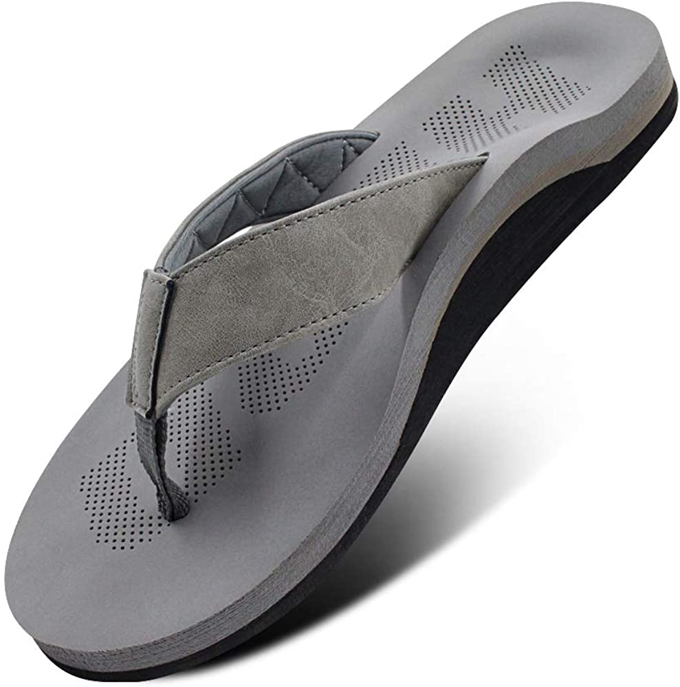 Vwalk Men'S Sandal Flip Flop With Orthotic Arch Support For Flat Feet Plantar Fa 