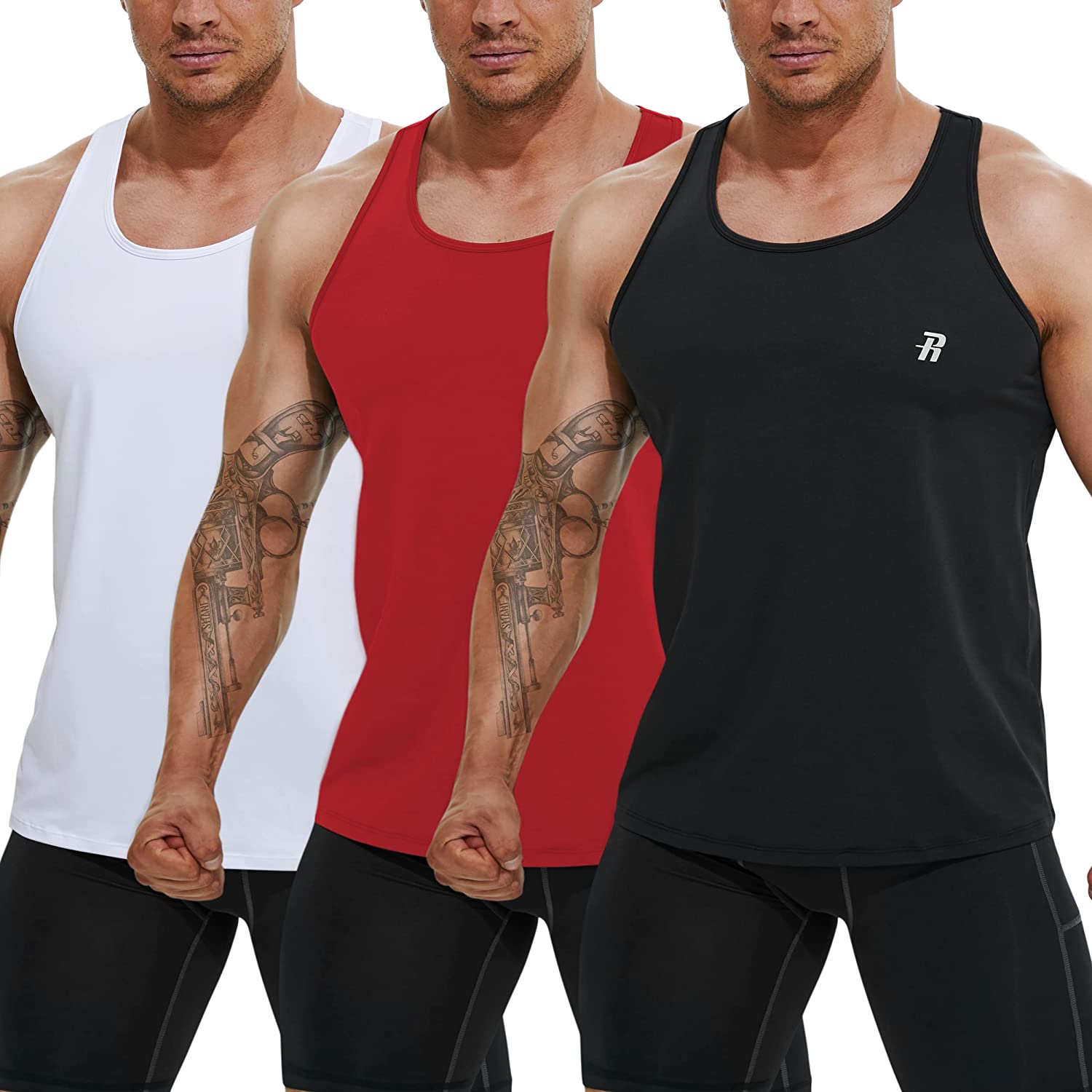 Runhit 3 Pack Mens Compression Tank Tops Sleeveless Compression Shirts for Men 
