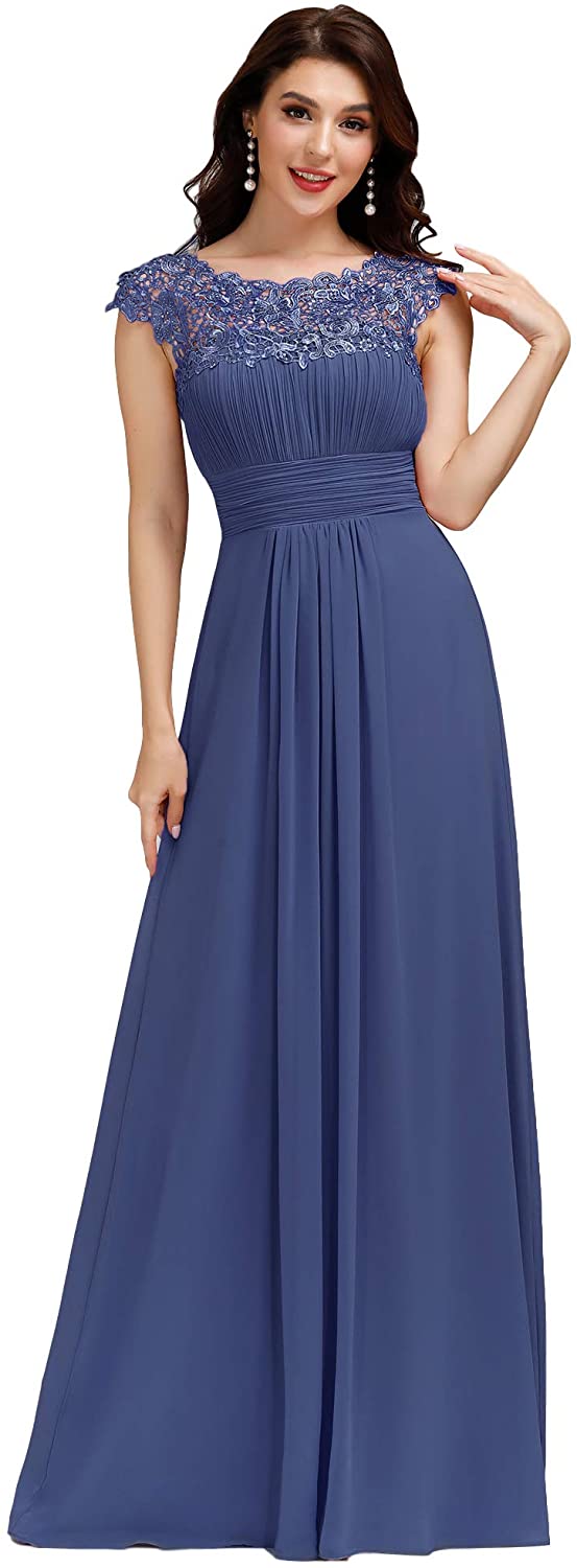 Ever-Pretty Womens Cap Sleeve Lace Neckline Ruched Bust Evening Gown 09993  | eBay